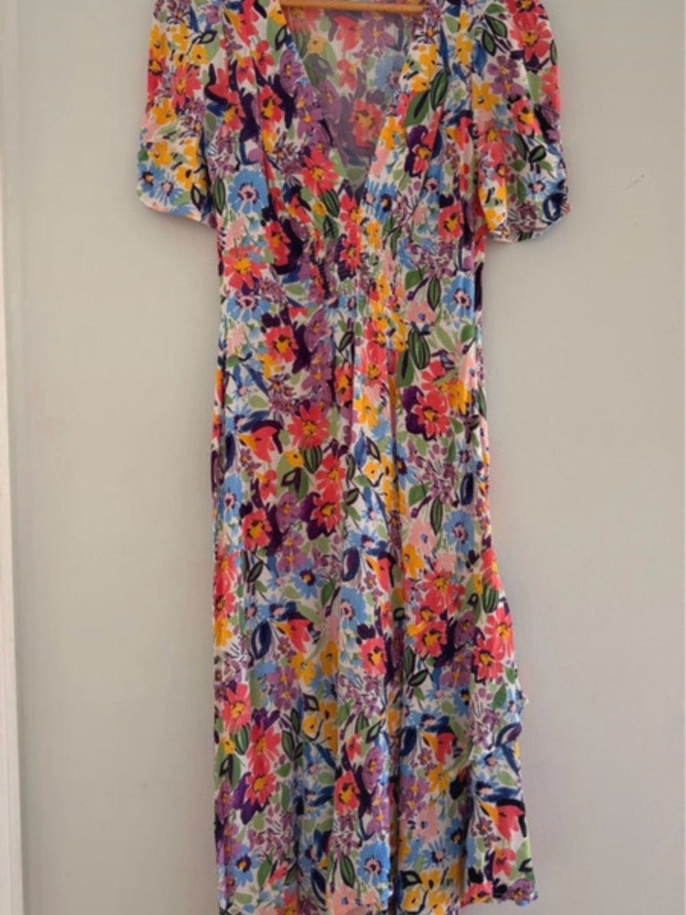 stradivarius Multicolor Floral Maxi Dress with V-Neck